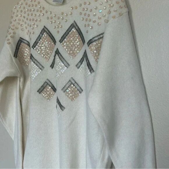 Vintage Anne Klein Knitted Soft Wool Classy Sparkly Sweater S - Picture 6 of 7